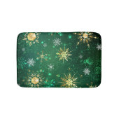 Xmas Golden Snowflakes op groene achtergrond Badmat (Voorkant)