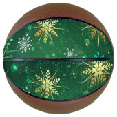 Xmas Golden Snowflakes op groene achtergrond Basketbal (Voorkant)