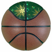 Xmas Golden Snowflakes op groene achtergrond Basketbal (Rechts)