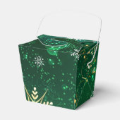 Xmas Golden Snowflakes op groene achtergrond Bedankdoosjes (Voorkant Zijde)