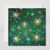 Xmas Golden Snowflakes op groene achtergrond Bedankkaart (Voorkant)