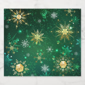 Xmas Golden Snowflakes op groene achtergrond Bier Etiket (Enkel label)