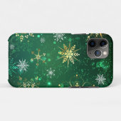 Xmas Golden Snowflakes op groene achtergrond Case-Mate iPhone Case (Achterkant (horizontaal))