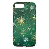 Xmas Golden Snowflakes op groene achtergrond Case-Mate iPhone Case (Achterkant)
