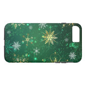 Xmas Golden Snowflakes op groene achtergrond Case-Mate iPhone Case (Achterkant (Horizontaal))