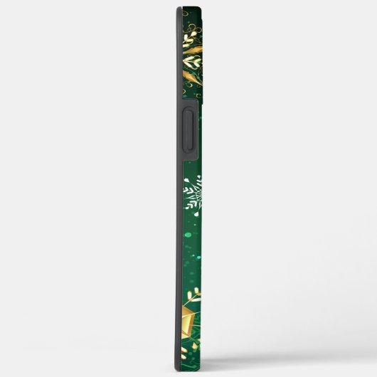 Xmas Golden Snowflakes op groene achtergrond Case-Mate iPhone Case (Achterkant / Rechts)