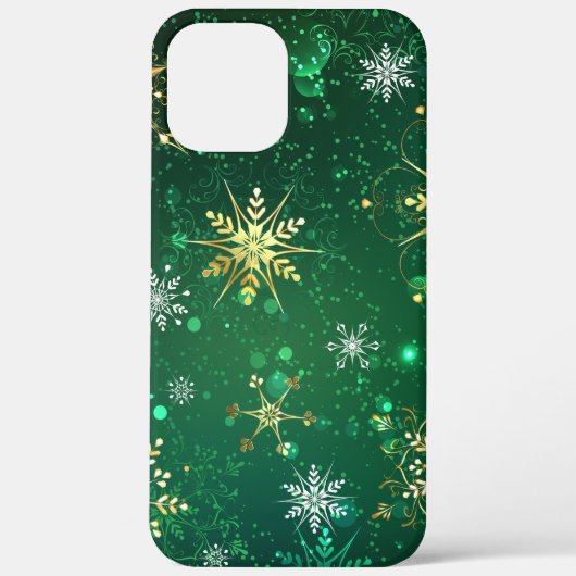 Xmas Golden Snowflakes op groene achtergrond Case-Mate iPhone Case (Achterkant)