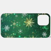 Xmas Golden Snowflakes op groene achtergrond Case-Mate iPhone Case (Achterkant / Rechts)