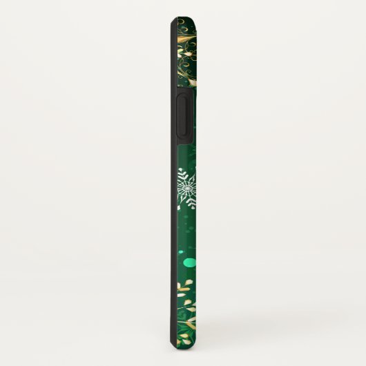 Xmas Golden Snowflakes op groene achtergrond Case-Mate iPhone Case (Achterkant / rechts)