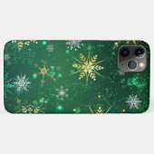 Xmas Golden Snowflakes op groene achtergrond Case-Mate iPhone Case (Achterkant (horizontaal))