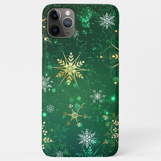 Xmas Golden Snowflakes op groene achtergrond Case-Mate iPhone Case (Achterkant)