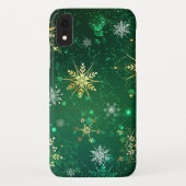 Xmas Golden Snowflakes op groene achtergrond Case-Mate iPhone Case (Achterkant)