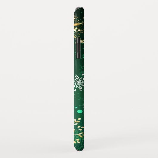 Xmas Golden Snowflakes op groene achtergrond Case-Mate iPhone Case (Achterkant/rechts)