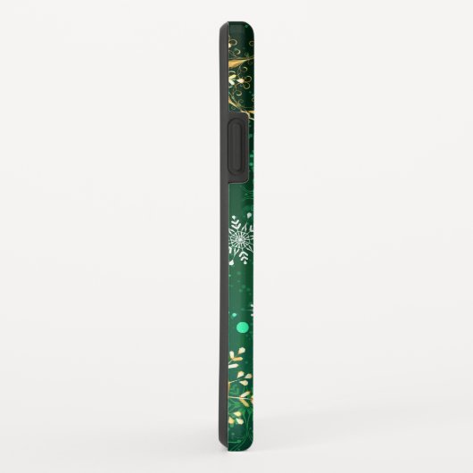 Xmas Golden Snowflakes op groene achtergrond Case-Mate iPhone Case (Achterkant/rechts)