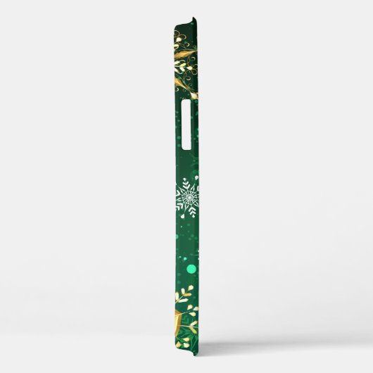 Xmas Golden Snowflakes op groene achtergrond Case-Mate iPhone Case (Achterkant / Rechts)