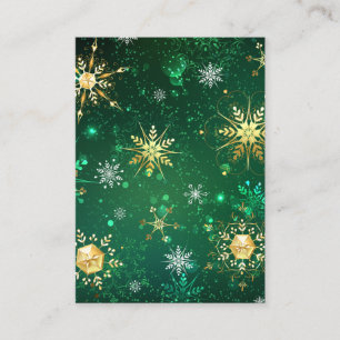 Xmas Golden Snowflakes op groene achtergrond Contactkaartje