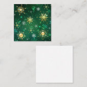 Xmas Golden Snowflakes op groene achtergrond Contactkaartje (Voorkant / Achterkant)