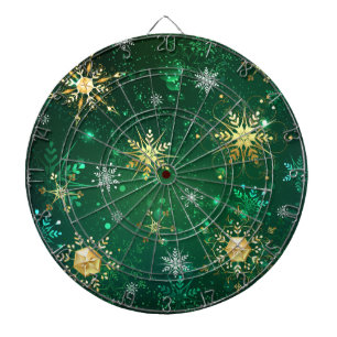 Xmas Golden Snowflakes op groene achtergrond Dartbord