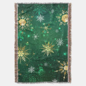 Xmas Golden Snowflakes op groene achtergrond Deken (Voorkant Verticaal)