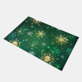 Xmas Golden Snowflakes op groene achtergrond Deurmat (Schuin)