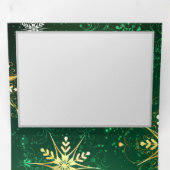 Xmas Golden Snowflakes op groene achtergrond Drieluik Wenskaart (Binnenzijde eerst)