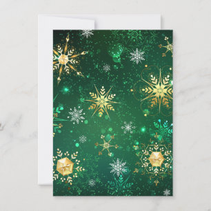 Xmas Golden Snowflakes op groene achtergrond Feestdagenkaart