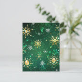Xmas Golden Snowflakes op groene achtergrond Feestdagenkaart (Staand voorkant)