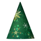 Xmas Golden Snowflakes op groene achtergrond Feesthoedjes (Voorkant)