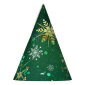Xmas Golden Snowflakes op groene achtergrond Feesthoedjes (Links)