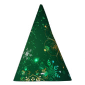 Xmas Golden Snowflakes op groene achtergrond Feesthoedjes (Rechts)
