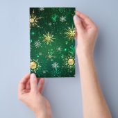 Xmas Golden Snowflakes op groene achtergrond Flyer (Hand)