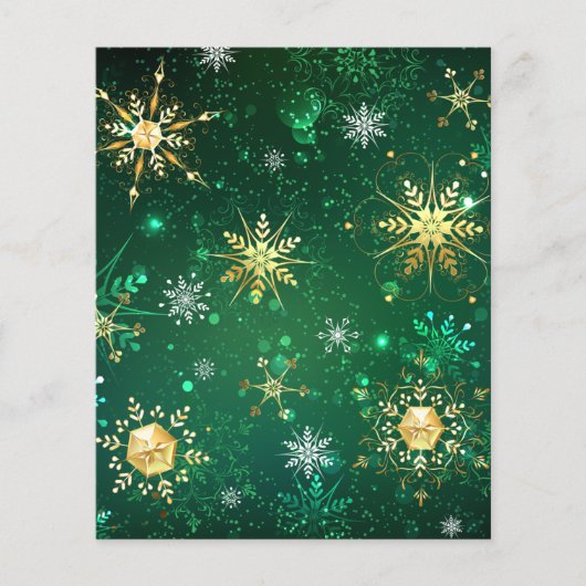 Xmas Golden Snowflakes op groene achtergrond Flyer (Voorkant)