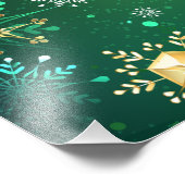 Xmas Golden Snowflakes op groene achtergrond Foto Afdruk (Hoek)