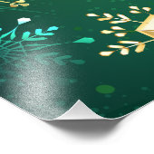 Xmas Golden Snowflakes op groene achtergrond Foto Afdruk (Hoek)