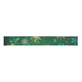 Xmas Golden Snowflakes op groene achtergrond Grosgrain Lint (Voorkant)