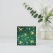 Xmas Golden Snowflakes op groene achtergrond Informatiekaartje (Staand voorkant)