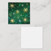 Xmas Golden Snowflakes op groene achtergrond Informatiekaartje (Voorkant / Achterkant)