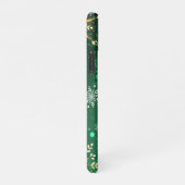 Xmas Golden Snowflakes op groene achtergrond iPhone Hoesje (Rechterkant)
