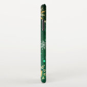 Xmas Golden Snowflakes op groene achtergrond iPhone Hoesje (Rechterkant)