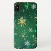 Xmas Golden Snowflakes op groene achtergrond iPhone Hoesje (Achterkant)