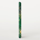 Xmas Golden Snowflakes op groene achtergrond iPhone Hoesje (Linkerkant)