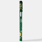 Xmas Golden Snowflakes op groene achtergrond iPhone Hoesje (Rechterkant)