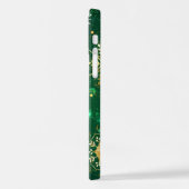 Xmas Golden Snowflakes op groene achtergrond iPhone Hoesje (Linkerkant)