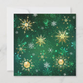 Xmas Golden Snowflakes op groene achtergrond Kaart (Voorkant)