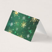 Xmas Golden Snowflakes op groene achtergrond Kaart (Voorkant)