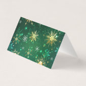 Xmas Golden Snowflakes op groene achtergrond Kaart (Achterkant)