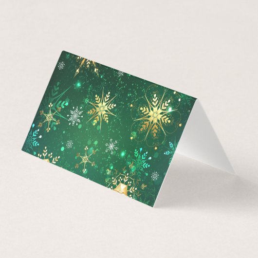 Xmas Golden Snowflakes op groene achtergrond Kaart (Achterkant)
