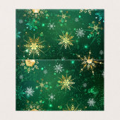 Xmas Golden Snowflakes op groene achtergrond Kaart (Buitenkant ongevouwen)