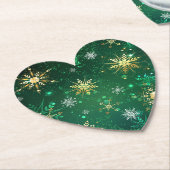 Xmas Golden Snowflakes op groene achtergrond Kartonnen Onderzetters (Gekanteld)
