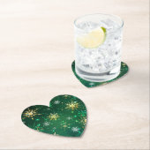 Xmas Golden Snowflakes op groene achtergrond Kartonnen Onderzetters (Insitu)